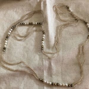 30" Clear, Pearl and Cream Color Beaded Necklace